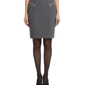 NWT Michael Kors Women’s Size 6 Gray Stretch Pencil Skirt Lined Zip Detail Caree